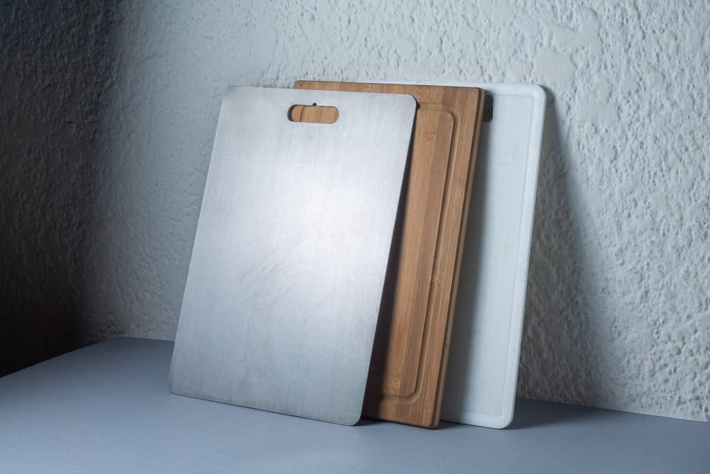 close up of titanium cutting board surface non-porous metal
