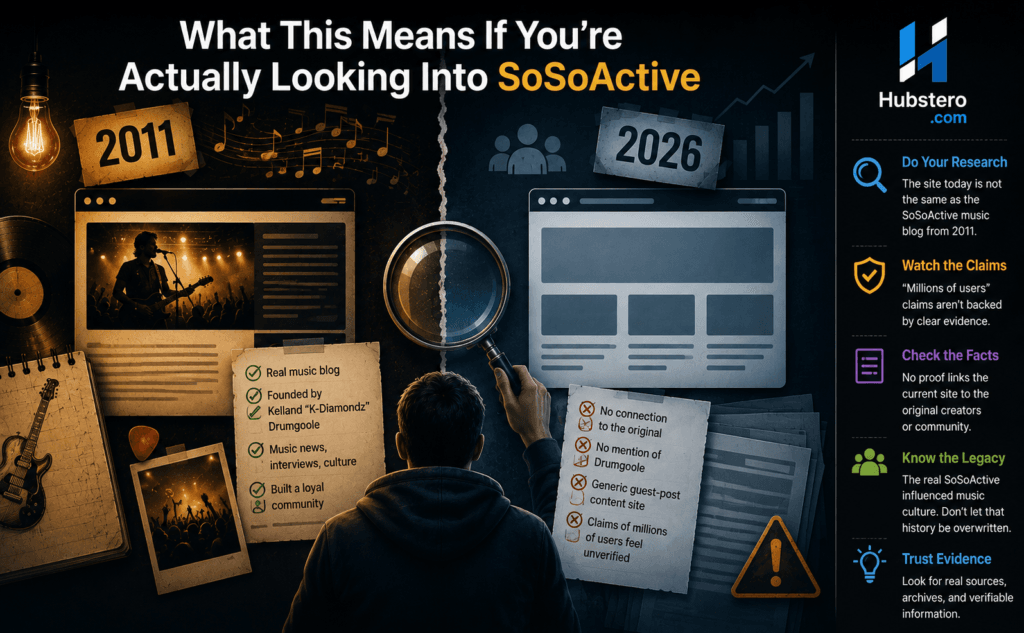 SoSoActive investigation comparing its 2011 music blog history with the current 2026 website